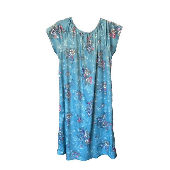 Vintage IMPROVED LIVING 80s House Dress Sleepwear Size Large Blue With Flowers - Picture 5 of 5